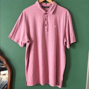 Travis Mathew Mens XXL Zinna Slub Pinque Polo Heather Red Cardinal Cotton/Poly